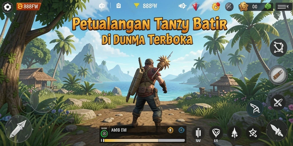 Tangkapan layar gameplay menunjukkan dunia terbuka yang luas dan penuh petualangan.