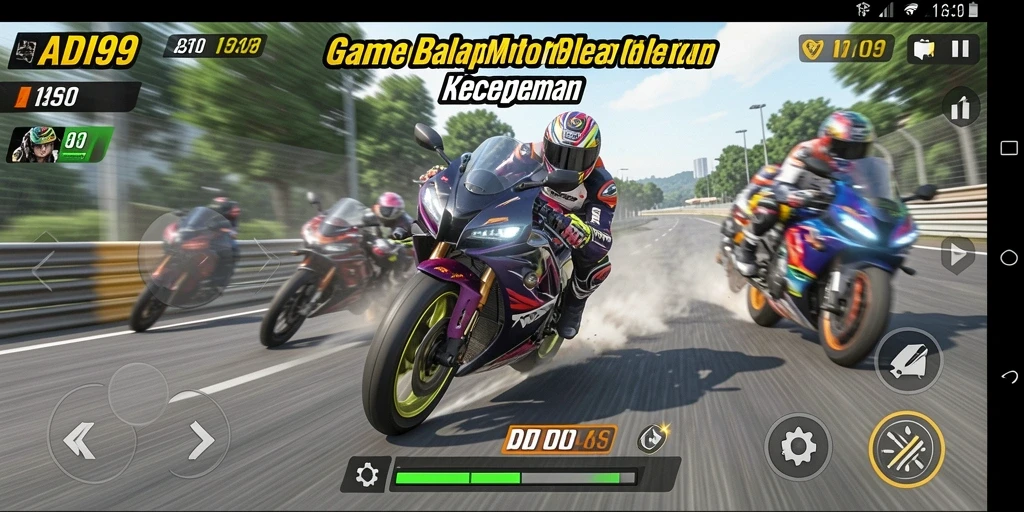 Tangkapan layar gameplay ADI99 yang menampilkan balapan mendebarkan.