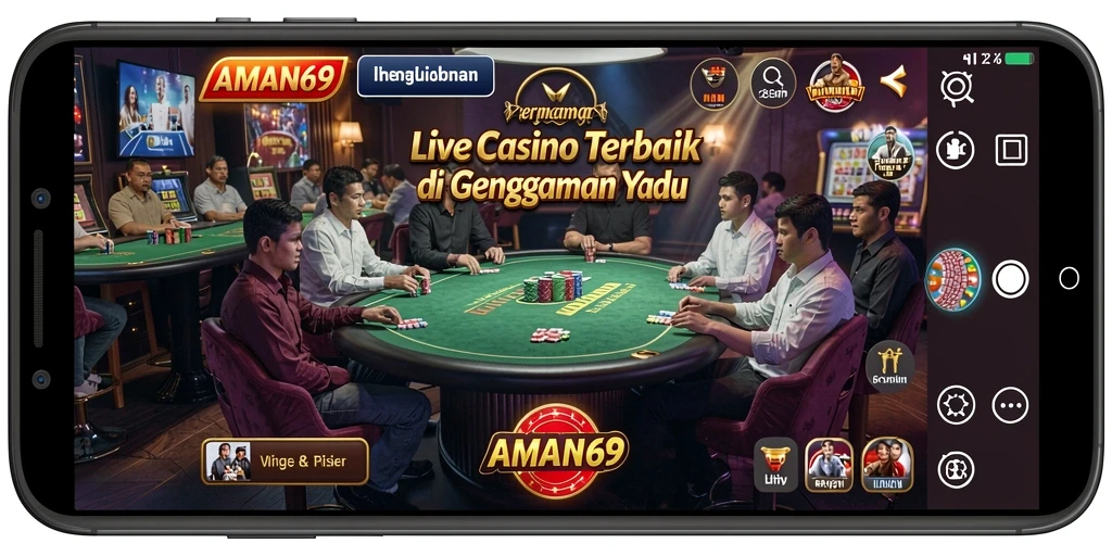 Tampilan gameplay Live Casino yang memukau dan interaktif di AMAN69.