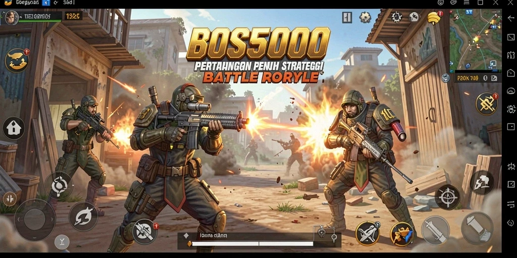 Tampilan gameplay seru dari BOS5000 dalam pertarungan Battle Royale.