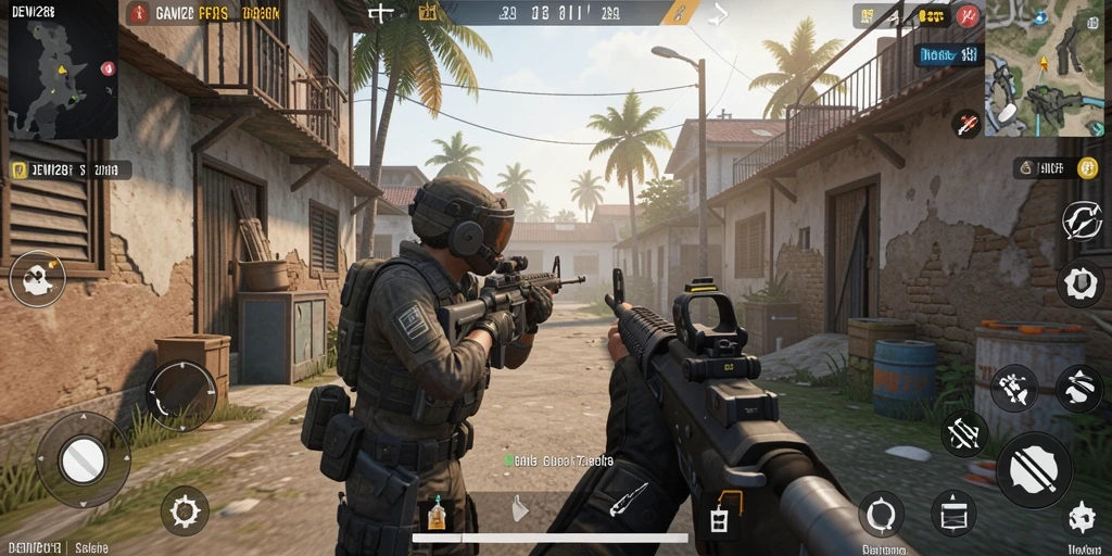 Skrinsut DEWI288 menampilkan aksi dengan grafis realistis dalam gameplay FPS.