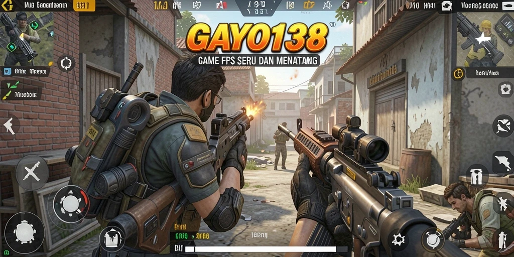 Gameplay GAYO138 menampilkan aksi menembak yang memukau di medan perang.
