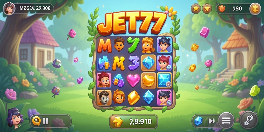 Tampilan gameplay JET77 yang penuh warna dan menarik.