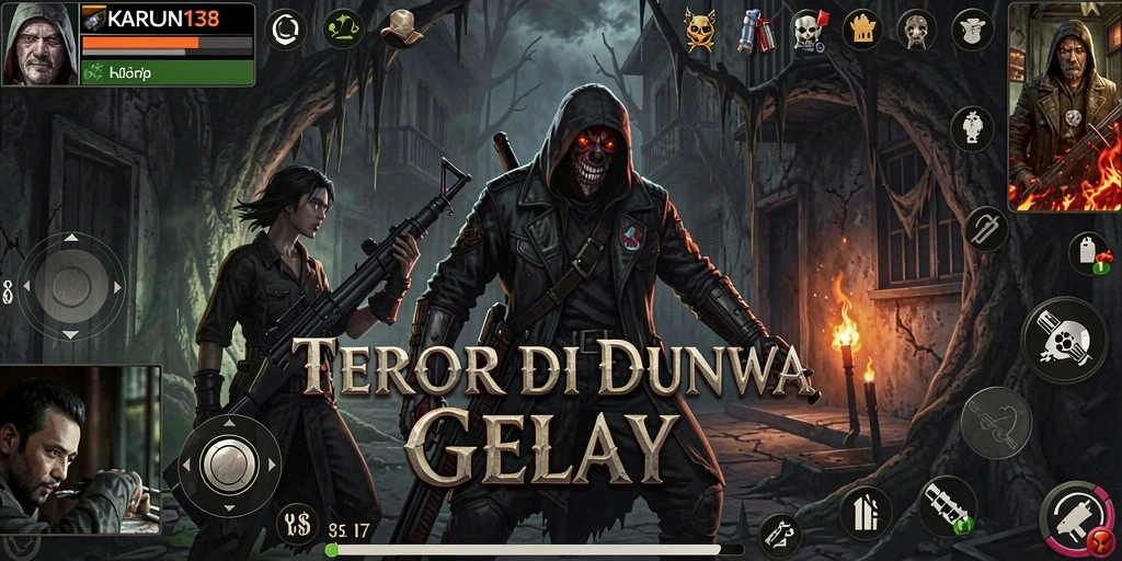 Screenshot gameplay KARUN138 menunjukkan suasana Horror yang mencekam.