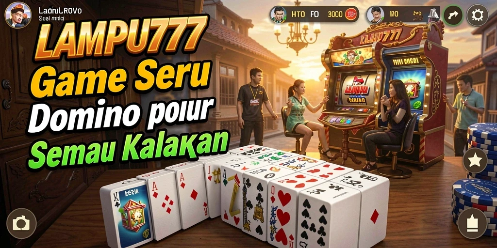 Tampilan gameplay seru di LAMPU777 dengan domino penuh warna.