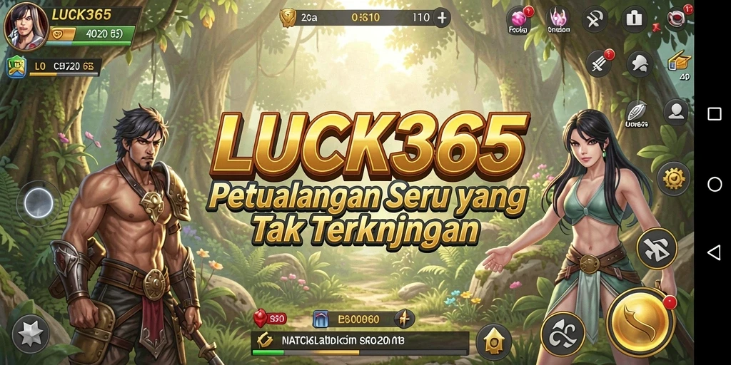 Screenshot menunjukkan pemain menjelajahi dunia petualangan LUCK365 yang memukau.
