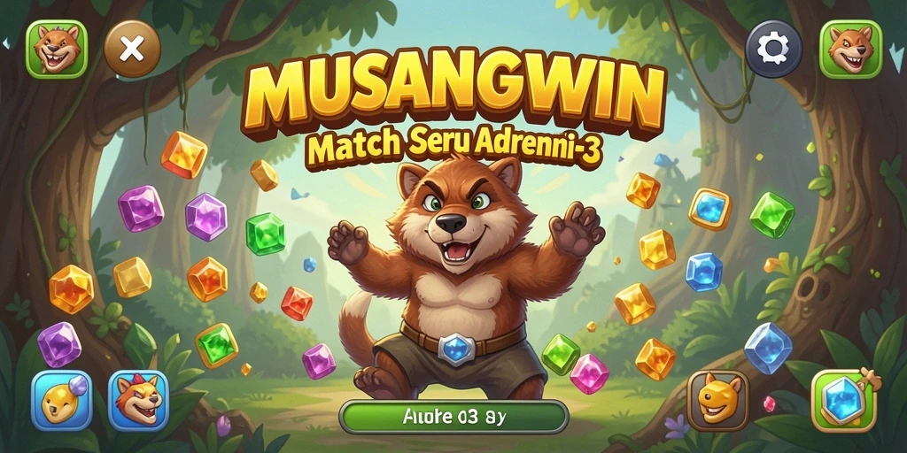 Menampilkan gameplay seru dari MUSANGWIN dengan tantangan Match-3.