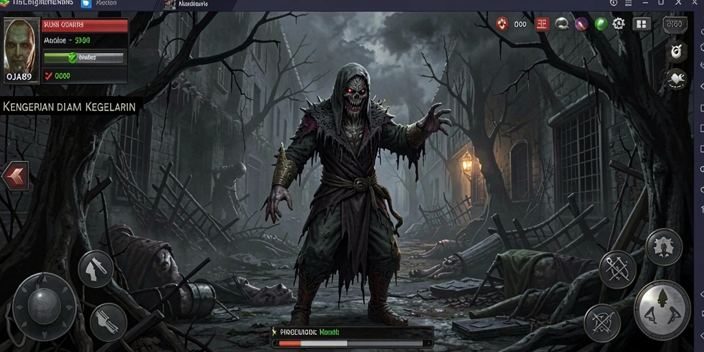 Tangkapan layar menunjukkan suasana menyeramkan gameplay OJA89.