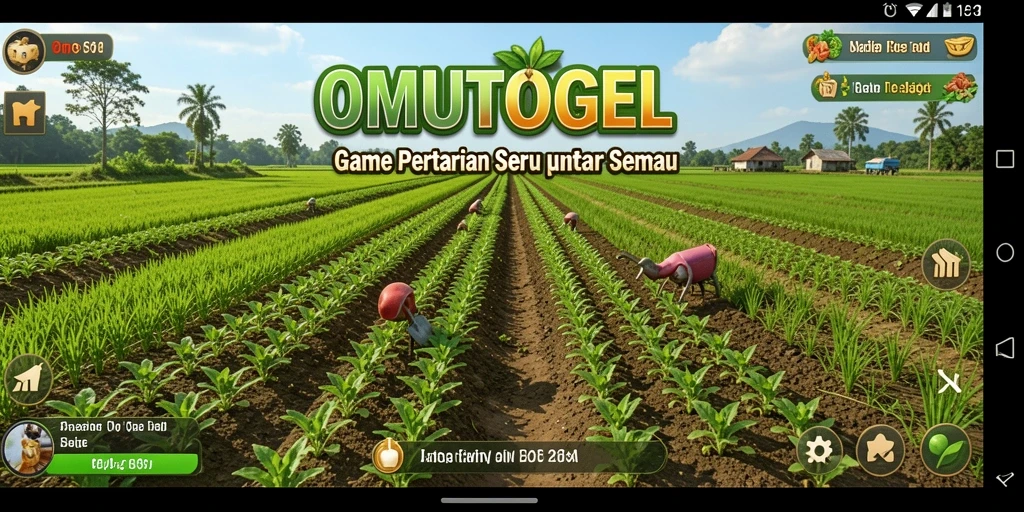 Screenshot OMUTOGEL menampilkan gameplay pertanian yang seru dan interaktif.