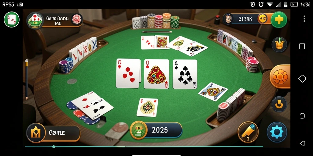 Screenshot gameplay RP55 menampilkan momen seru bermain Gaple.