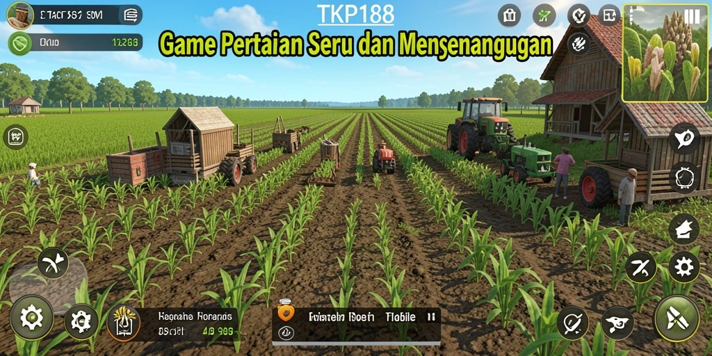 Tangkapan layar gameplay TKP188 menunjukkan aktivitas bertani yang seru.