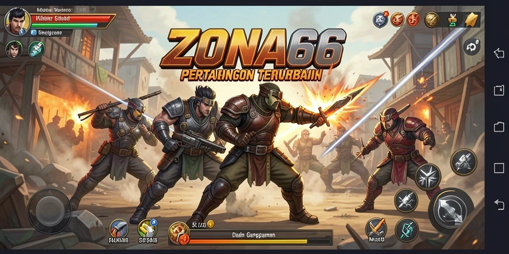 Tampilan mendebarkan dari gameplay ZONA66 dalam pertarungan epik.